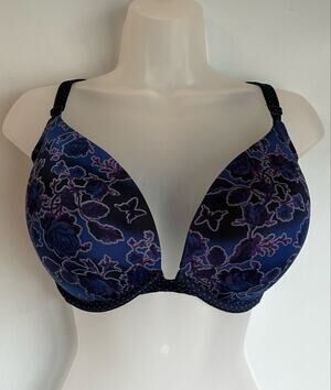 Victoria's Secret Push Up Bra 40D Blue Floral Butterfly Blue Purple
